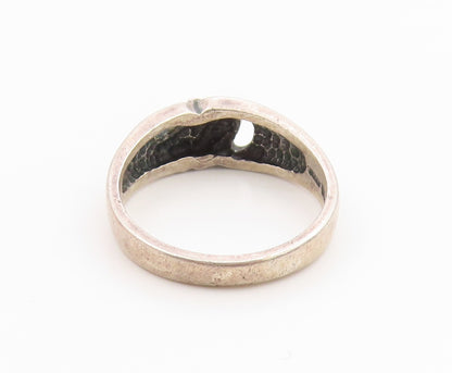 925 Sterling Silver Vintage Ring Etched Double Leaf Botanical Band Sz 9 RG36219