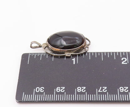 CLARENCE BAILON NAVAJO 925 Silver   Vintage Black Onyx Oval Pendant  PT13810