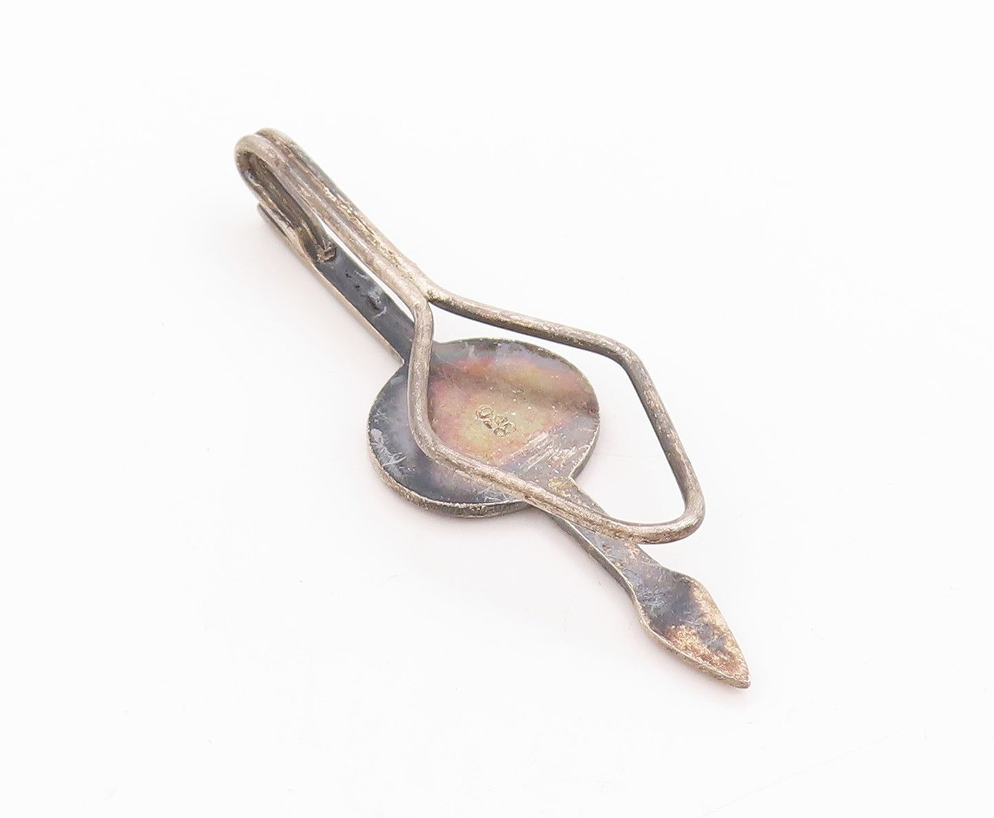 925 Sterling Silver Vintage Tie Clip DENMARK Etched Classic Lion Emblem  TR3955
