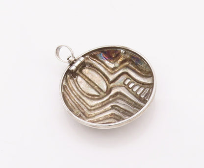 925 Sterling Silver Vintage Pendant Circular Domed Greek Design Carved  PT23028