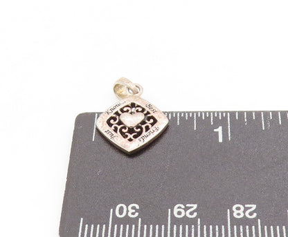925 Sterling Silver Vintage Pendant Best Friend Love Carved Heart Charm  PT24433