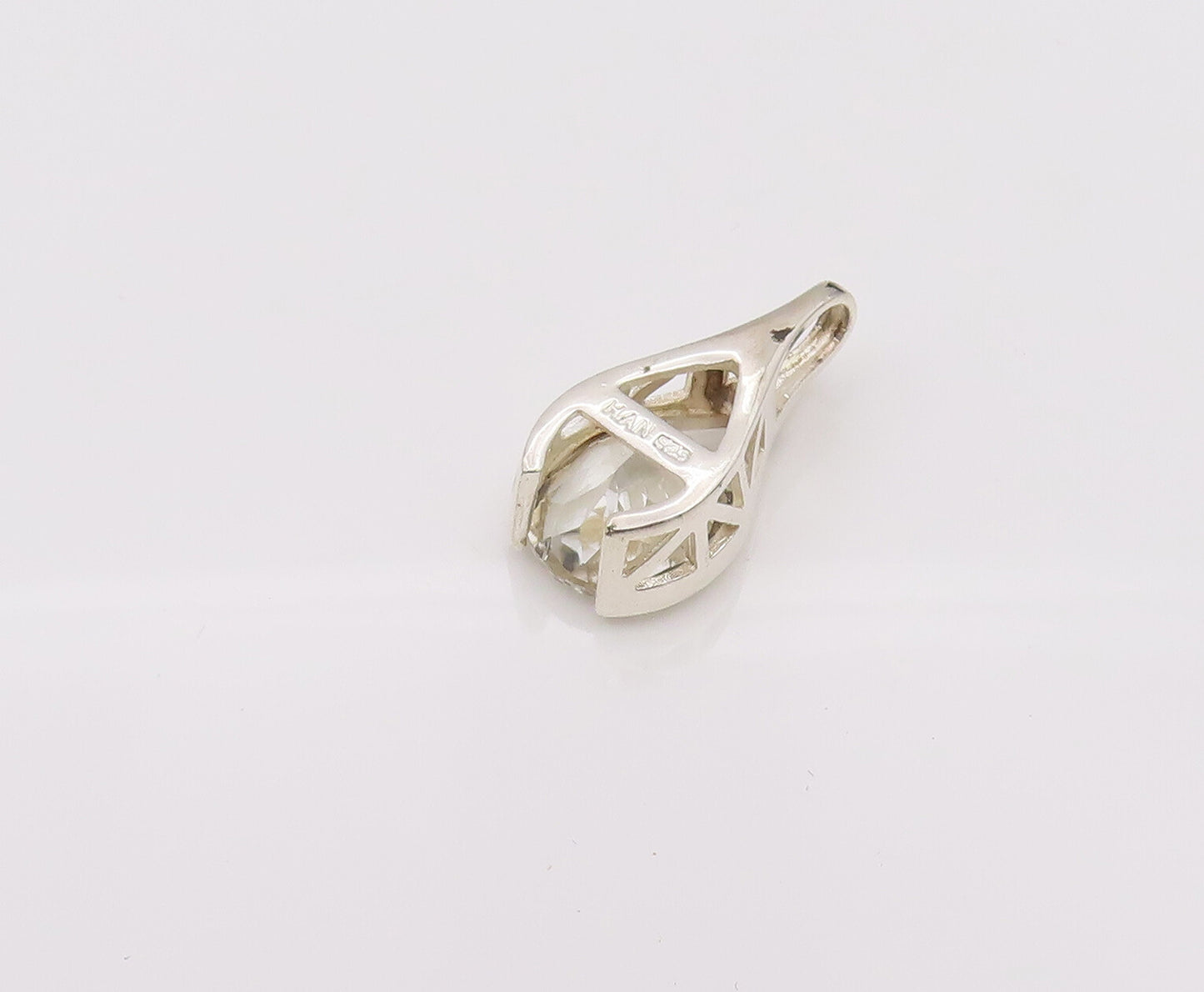 925 Sterling Silver  Vintage Minimalist Topaz Rain Drop Pendant  PT22105