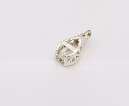 925 Sterling Silver  Vintage Minimalist Topaz Rain Drop Pendant  PT22105