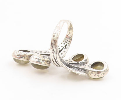 925 Sterling Silver Vintage Ring Labradorite Floral Leaf Bypass  Sz 8  RG34883