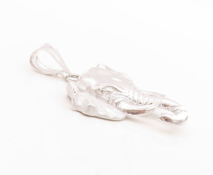 925 Sterling Silver Vintage Pendant Domed Carved Elephant Head  PT23884