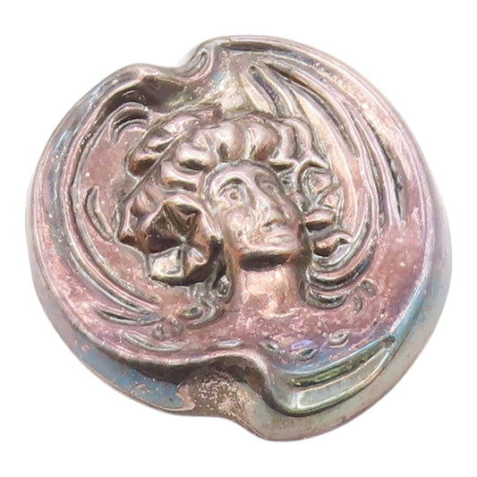 MEXICO 925 Silver  Vintage Oxidized Modernist Woman's Face Brooch Pin  BP4795