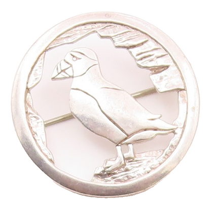 ENGLAND 925 Silver  Vintage Shiny Perched Toucan Bird Brooch Pin  BP8246