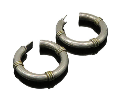 925 Sterling Silver  Vintage Wrapped Detail Hollow JHoop Earrings  EG10376