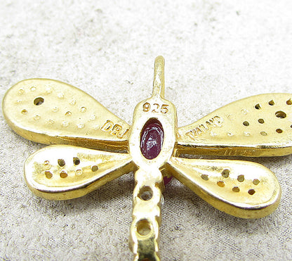 Gold Over 925 Silver  Gemstones & Genuine Diamonds Firefly Pendant  PT1246
