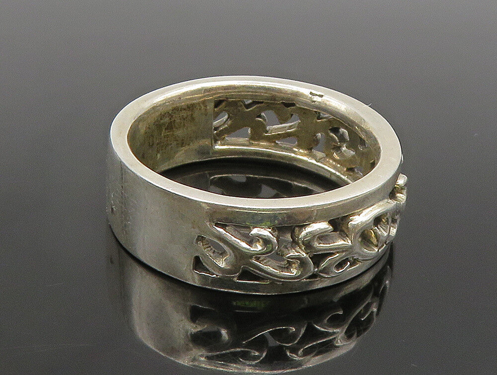 925 Sterling Silver  Vintage Swirl Vine Cut Out Band Ring Sz 10.5  RG24375