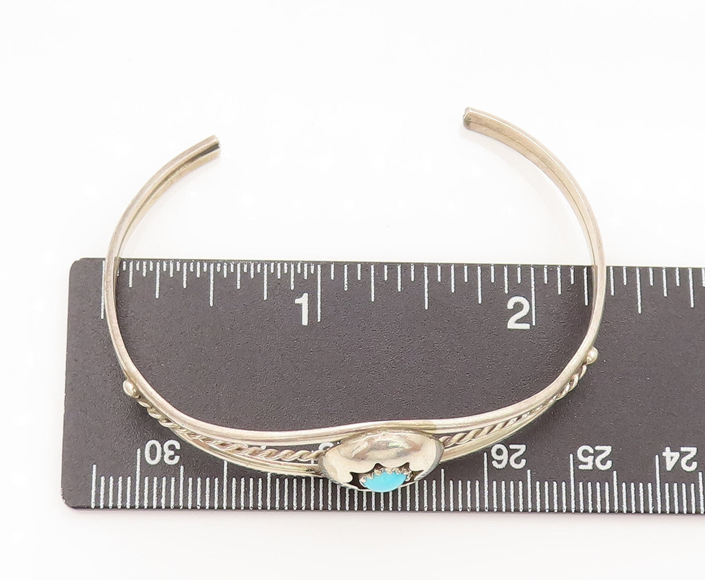 NAVAJO 925 Silver Vintage Split Rope Band Turquoise Star cuff Bracelet BT10029