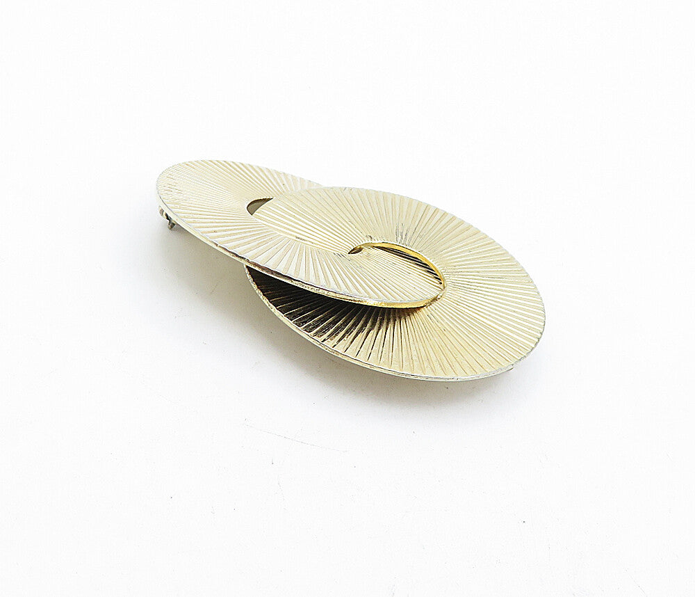 NAPIER 925 Sterling Silver  Vintage Shiny Interlocked Design Brooch Pin BP1591