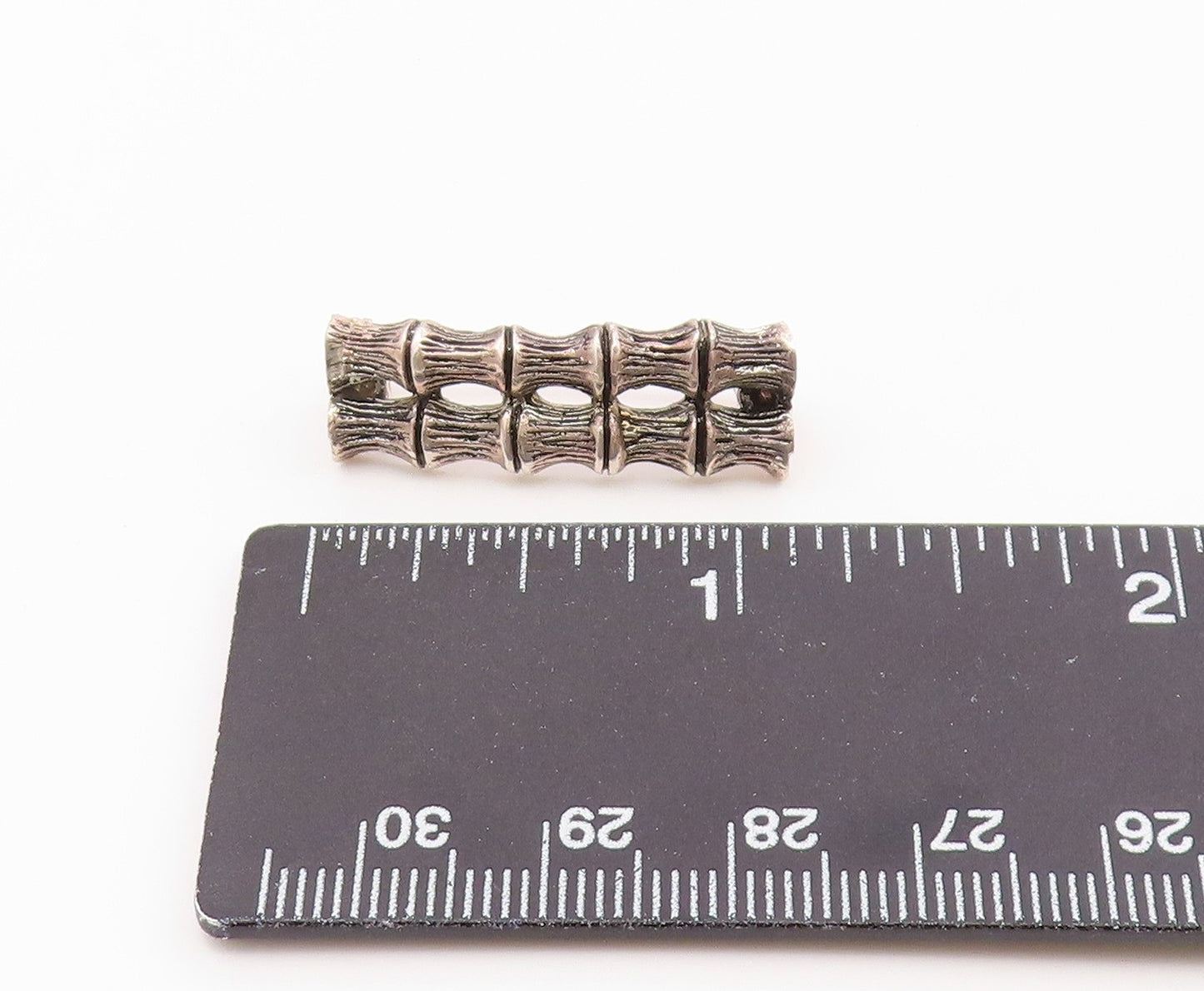 DESIGNER 925 Sterling Silver  Vintage Petite Double Bamboo Brooch Pin  BP9076