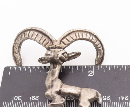 925 Sterling Silver Vintage Brooch Pin MMA Antique 3D Cutout Alpine Ibex BP11142