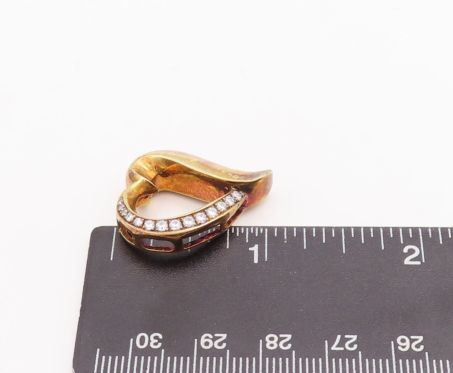 925 Sterling Silver Vintage Pendant Gold Plated Topaz Inlay Heart  PT23187