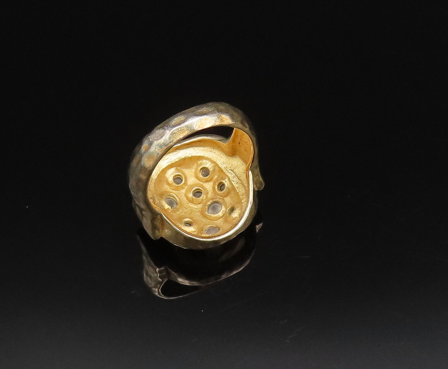 ROSS SIMON 925 Silver  Vintage Gold Plated Hammered Topaz Ring Sz 6  RG25714