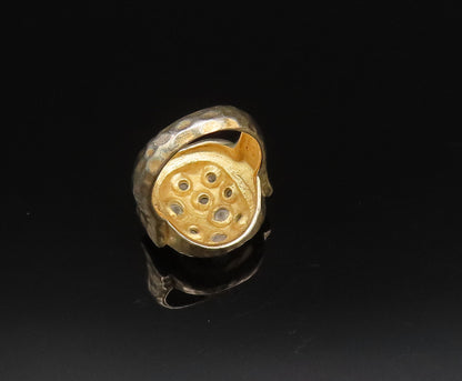 ROSS SIMON 925 Silver  Vintage Gold Plated Hammered Topaz Ring Sz 6  RG25714