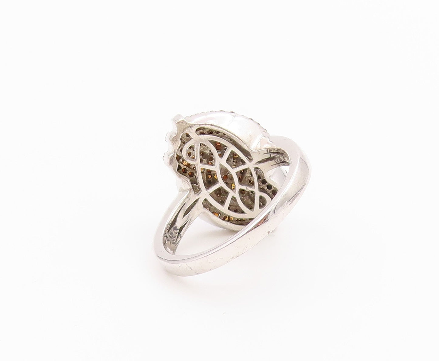 925 Sterling Silver Vintage Ring D'JOY Real Diamonds Knot Band  Sz 10  RG36435
