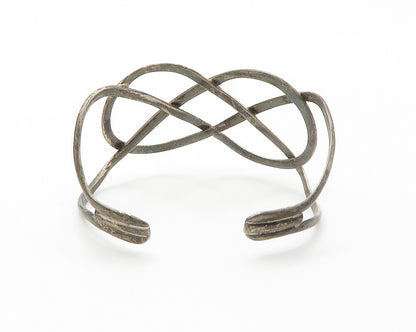 925 Sterling Silver  Vintage Dark Tone Interlaced Design Cuff Bracelet  BT5576