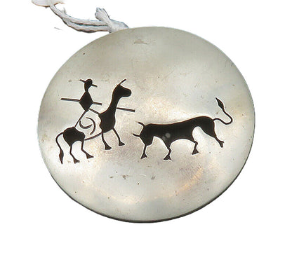 MEXICO 925 Sterling Silver  Vintage Man On Horse With Bull Brooch Pin  BP8143