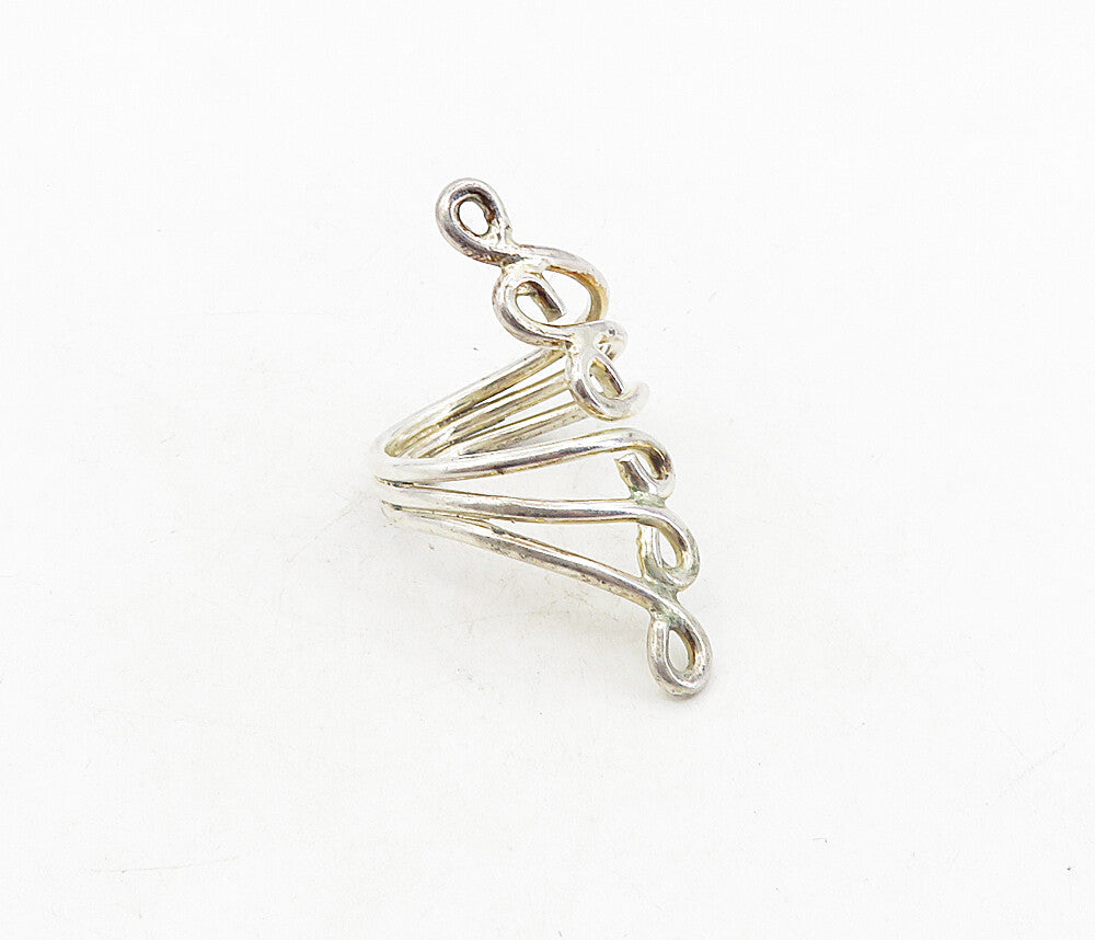 925 Sterling Silver  Vintage Shiny Split Bypass Swirl Band Ring Sz 9  RG8653