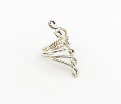 925 Sterling Silver  Vintage Shiny Split Bypass Swirl Band Ring Sz 9  RG8653