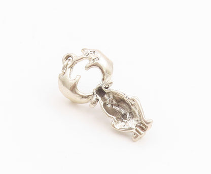 925 Sterling Silver Vintage Pendant Carved Moose Antlers 3D Charm  PT24524