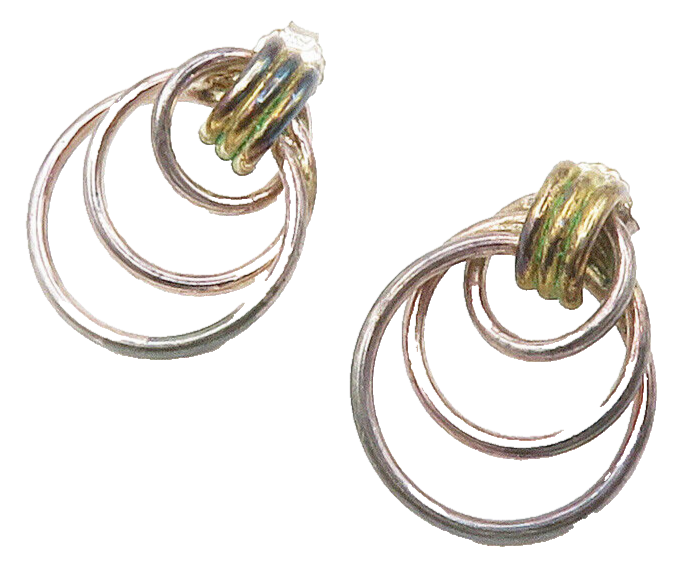 925 Sterling Silver  Vintage Graduated Open Circles Drop Earrings  EG7873