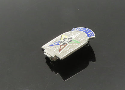 925 Sterling Silver  Vintage Enamel Eastern Star Masonic Brooch Pin  BP8458