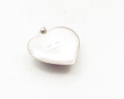 925 Sterling Silver  Shiny Purple Chalcedony Love Heart Drop Pendant  PT7507