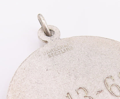 925 Sterling Silver Vintage Pendant DANECRAFT Christmas Bell Carved Coin PT24346