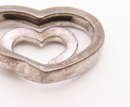 925 Sterling Silver  Vintage Dark Tone Open Love Heart Smooth Pendant  PT16574