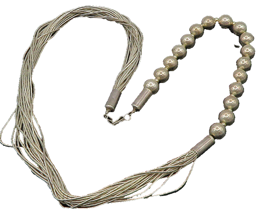 925 Sterling Silver  Vintage Beaded & Multi Strand Necklace  NE3778
