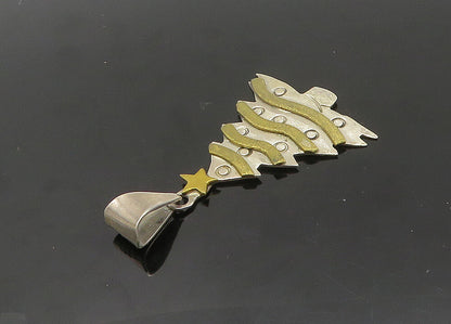 MEXICO 925 Sterling Silver  Vintage Two Tone Christmas Tree Pendant  PT16835