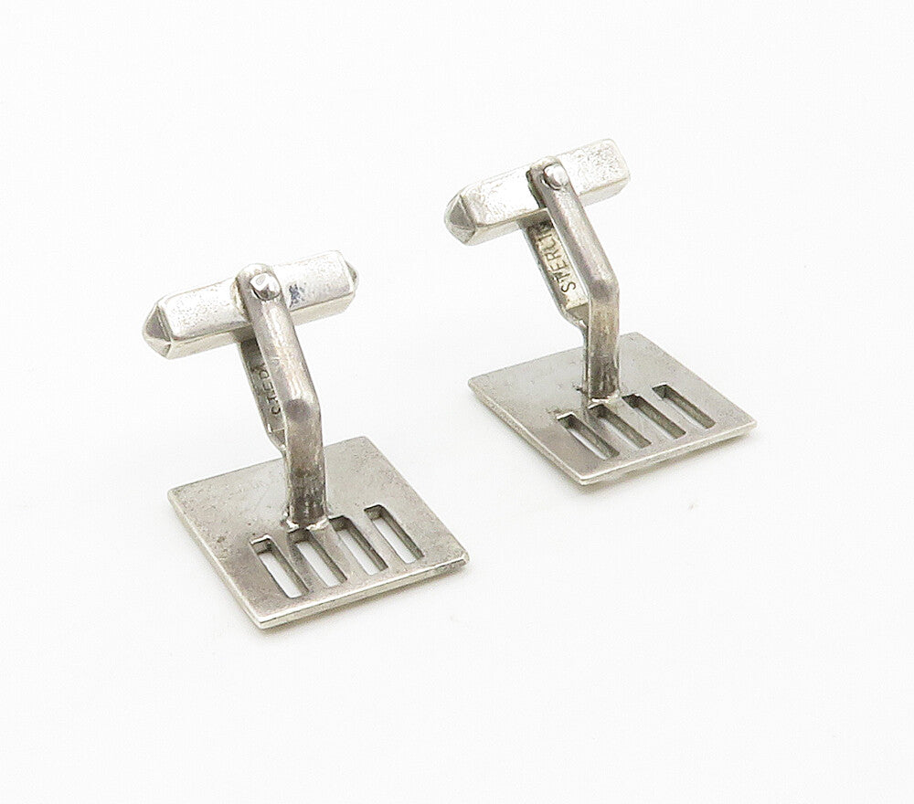 925 Sterling Silver  Vintage Smooth Square Cutout Cuff Links  TR2123