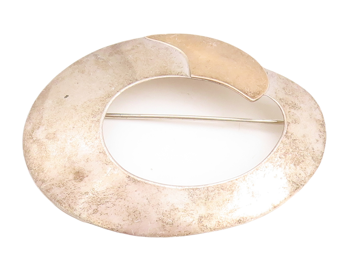 10K Gold 925 Sterling Silver Vintage Brooch Pin Designer Donut Shape Cut BP11410