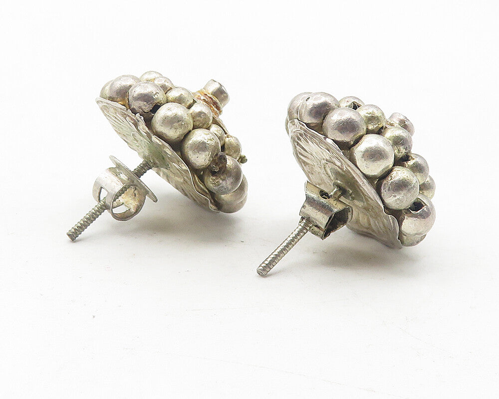 925 Sterling Silver  Vintage Pink Topaz Bubble Dome Drop Earrings  EG5997