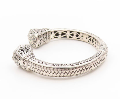 925 Sterling Silver Vintage Bracelet Intricate Floral Scrollwork Cuff  BT11805