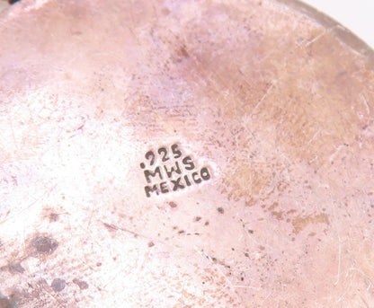 MWS MEXICO 925 Silver  Vintage Shiny Round Floral Motif Pendant  PT16072