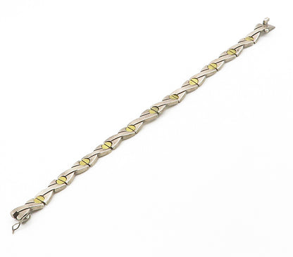 MEXICO 925 Sterling Silver  Vintage 2 Tone Screw Hinge Chain Bracelet  BT6294