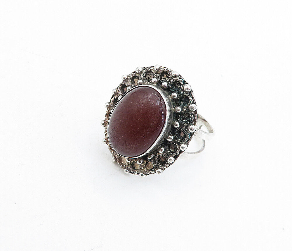 925 Sterling Silver  Vintage Cabochon Cut Jasper Cocktail Ring Sz 8  RG5167