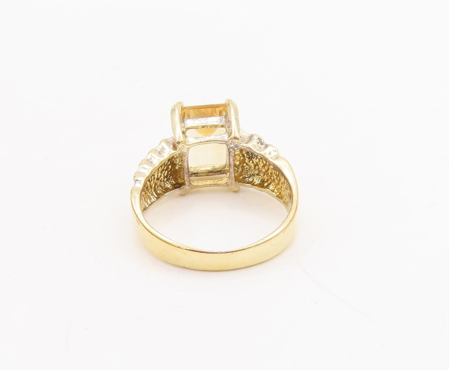 925 Sterling Silver Vintage Ring Gold Plated Rectangle Citrine  Sz 7  RG29119