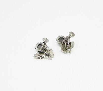 DANECRAFT 925 Silver  Vintage Hematite Non Pierced Screw Back Earrings  EG1946