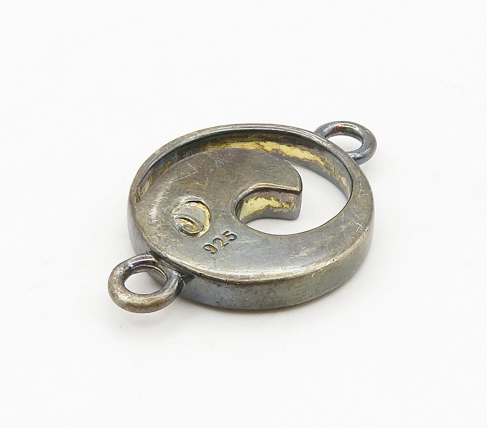 925 Sterling Silver  Vintage Dark Tone Open Round Swirl Pendant  PT12305