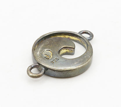 925 Sterling Silver  Vintage Dark Tone Open Round Swirl Pendant  PT12305