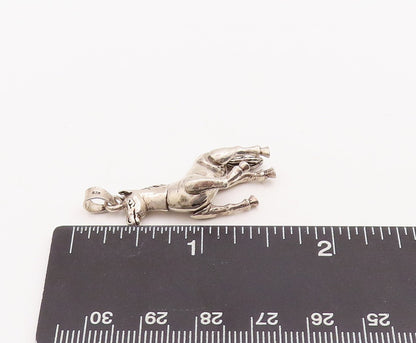 925 Sterling Silver Vintage Pendant Solid 3D Carved Moveable Horse  PT23426