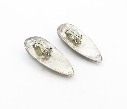 925 Sterling Silver  Vintage Dark Tone Pointed Dome Non Pierce Earrings EG4217