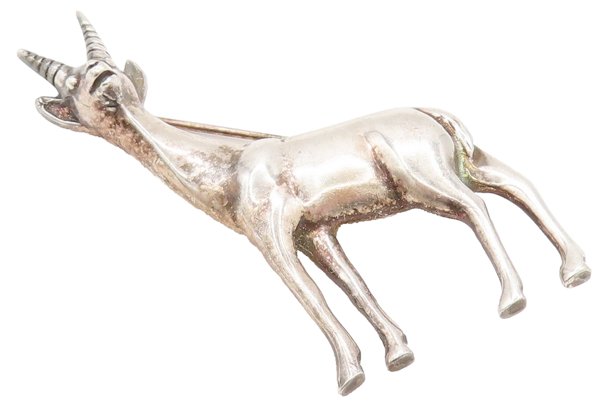925 Sterling Silver  Vintage Minimalist Antelope Animal Brooch Pin  BP10108