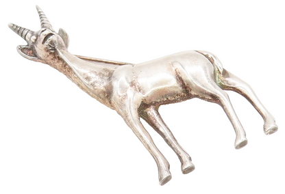 925 Sterling Silver  Vintage Minimalist Antelope Animal Brooch Pin  BP10108