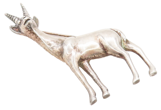 925 Sterling Silver  Vintage Minimalist Antelope Animal Brooch Pin  BP10108